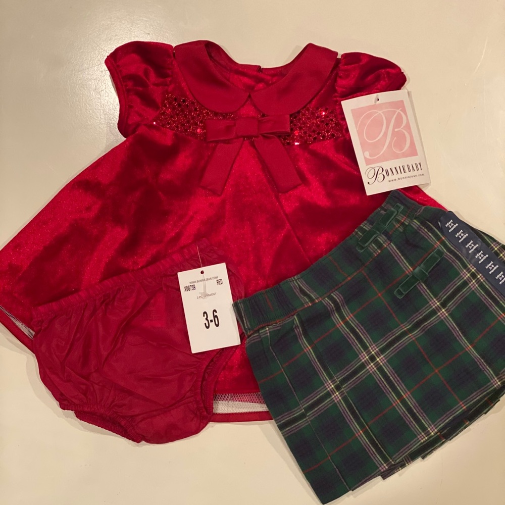 NWT 3-6mo HOLIDAY DRESS AND SKIRT